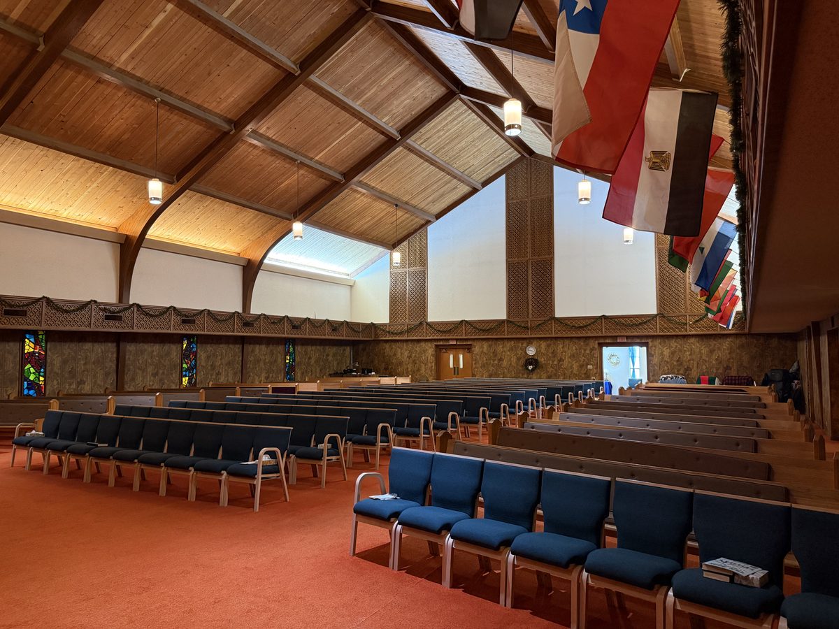 Sanctuary pews at Britton Baptist Church