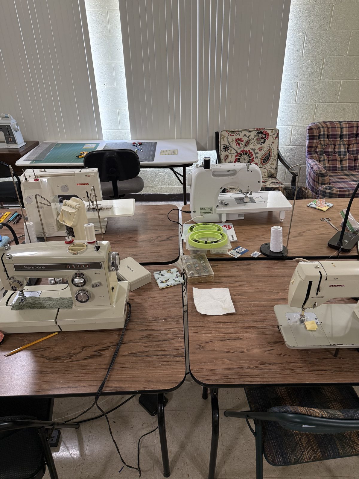 Fabric and supplies at Britton Baptist sewing ministry
